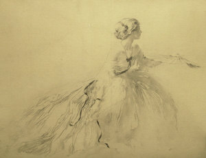 Appraisal: Adrien Etienne Drian - - Lady with a fan drypoint