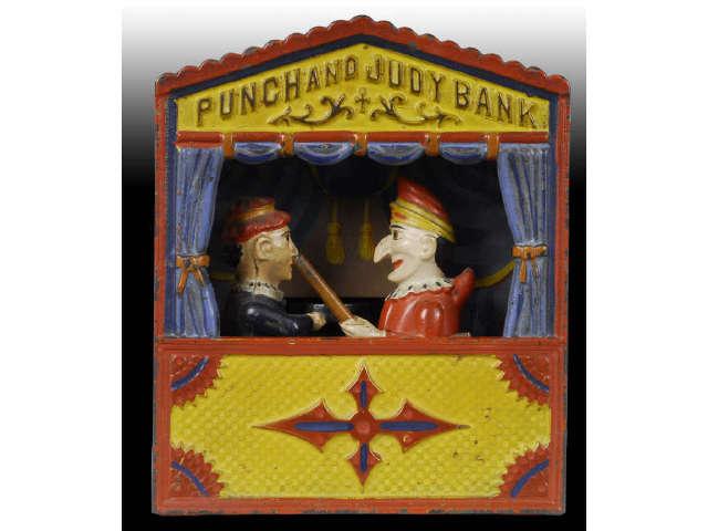 Appraisal: Cast Iron Punch Judy Mechanical Bank Description Large-letter variation Beautiful