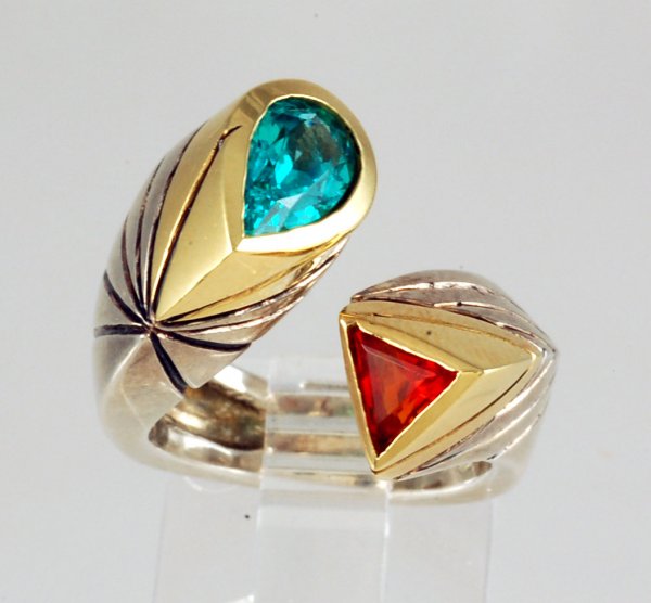 Appraisal: Designer ladies ring in sterling and K yellow gold with