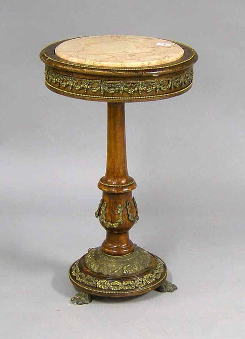 Appraisal: Marble top stand with ormolu mounts h w Provenance The