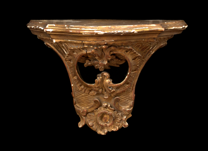 Appraisal: Large Regence Carved Giltwood Serpentine-Edged Bracket Shelf first quarter th