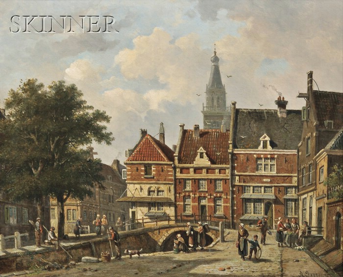 Appraisal: Adrianus Eversen Dutch - View of the Zuiderspui in Enkhuizen