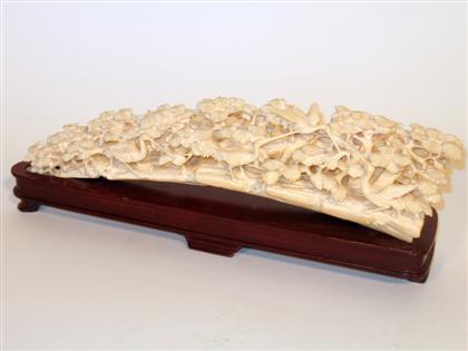 Appraisal: Chinese mammoth or elephant ivory carved tusk Of long slight