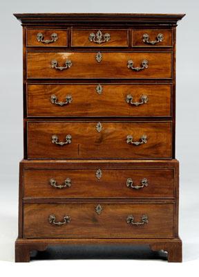 Appraisal: Chippendale mahogany chest on chest figured mahogany veneers with pine