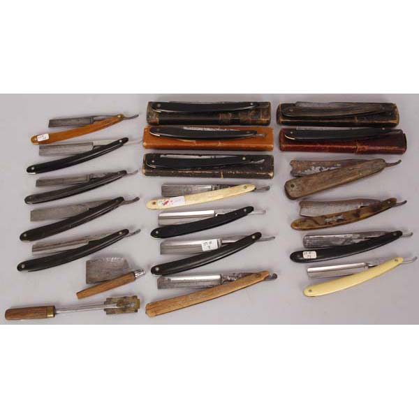 Appraisal: Group of straight razors A group of straight razors including