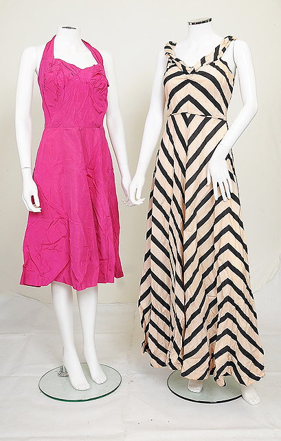 Appraisal: Two s evening dresses one with black and pale pink