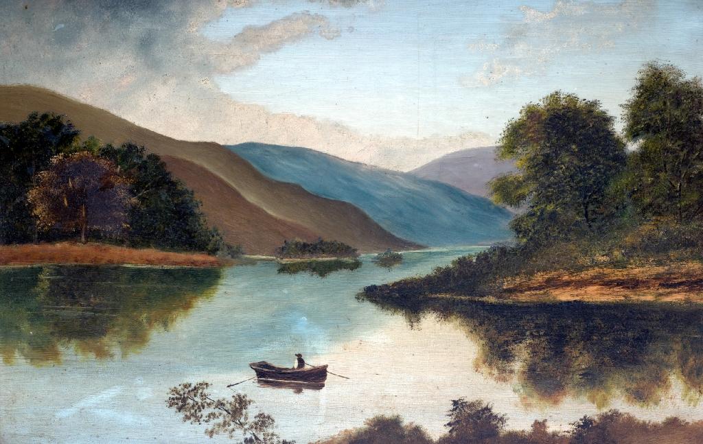 Appraisal: ENGLISH SCHOOL EARLY th CENTURY BOATING ON A LAKE unsigned