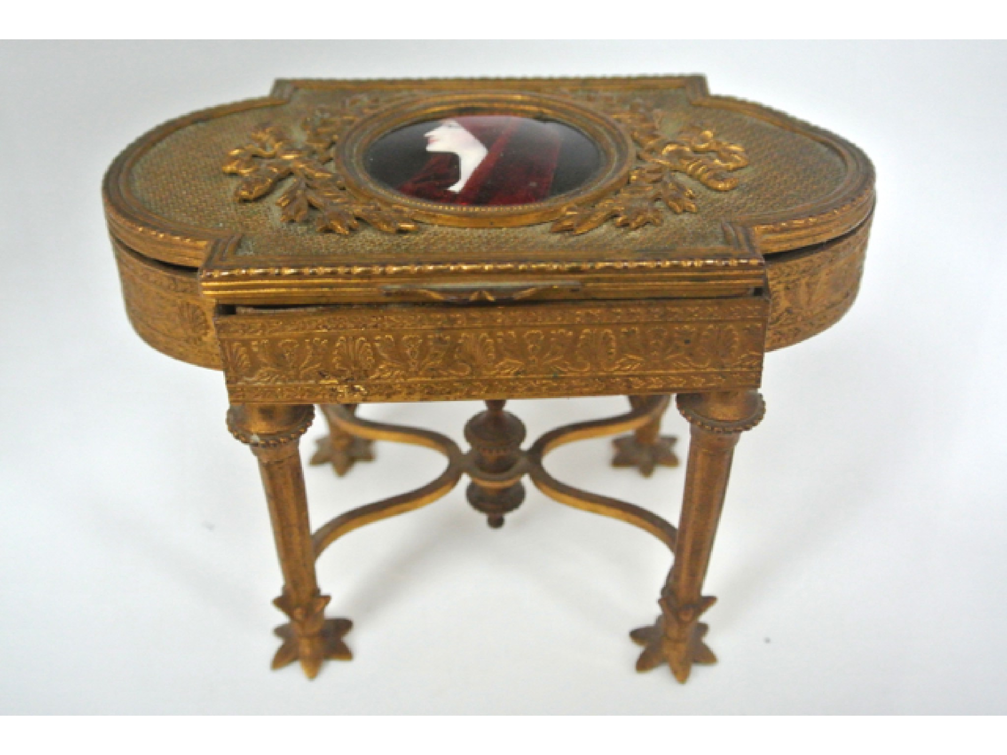 Appraisal: A th century gilded brass jewel or trinket box the