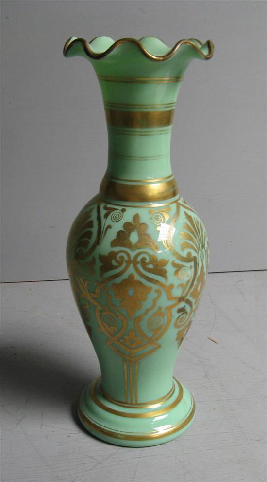 Appraisal: th century green glass vase highlighted in gilt and seven