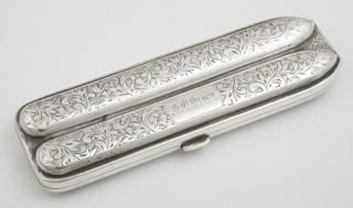 Appraisal: Sterling Two Finger Cigar Case early th c mar Sterling