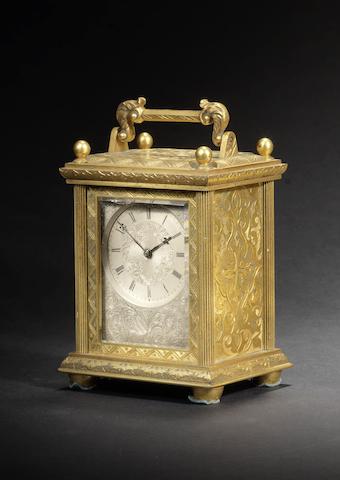 Appraisal: A good mid th century engraved brass fusee timepiece in