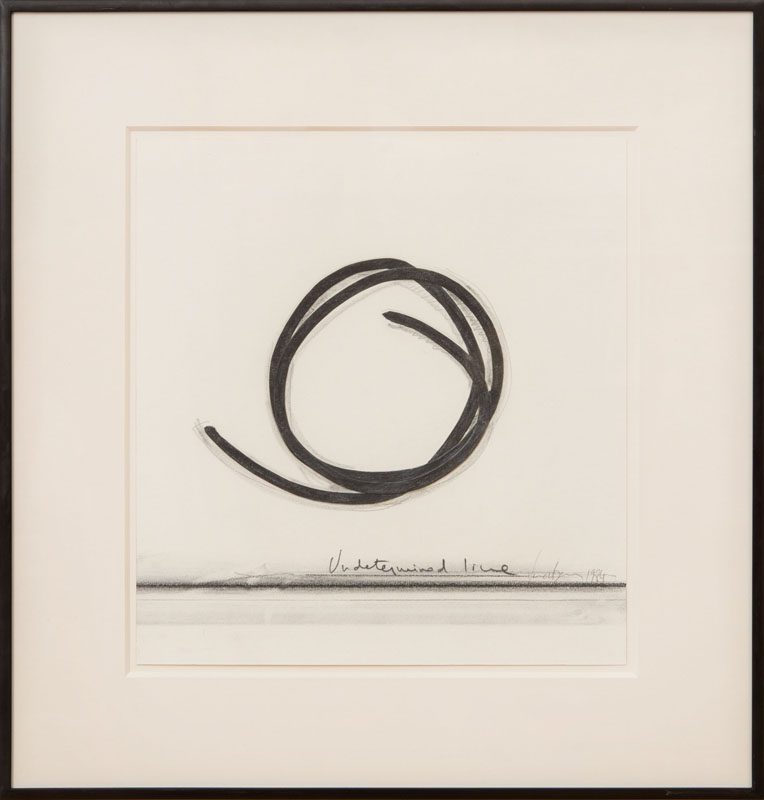 Appraisal: BERNAR VENET b UNDETERMINED LINE Pencil charcoal and collage on