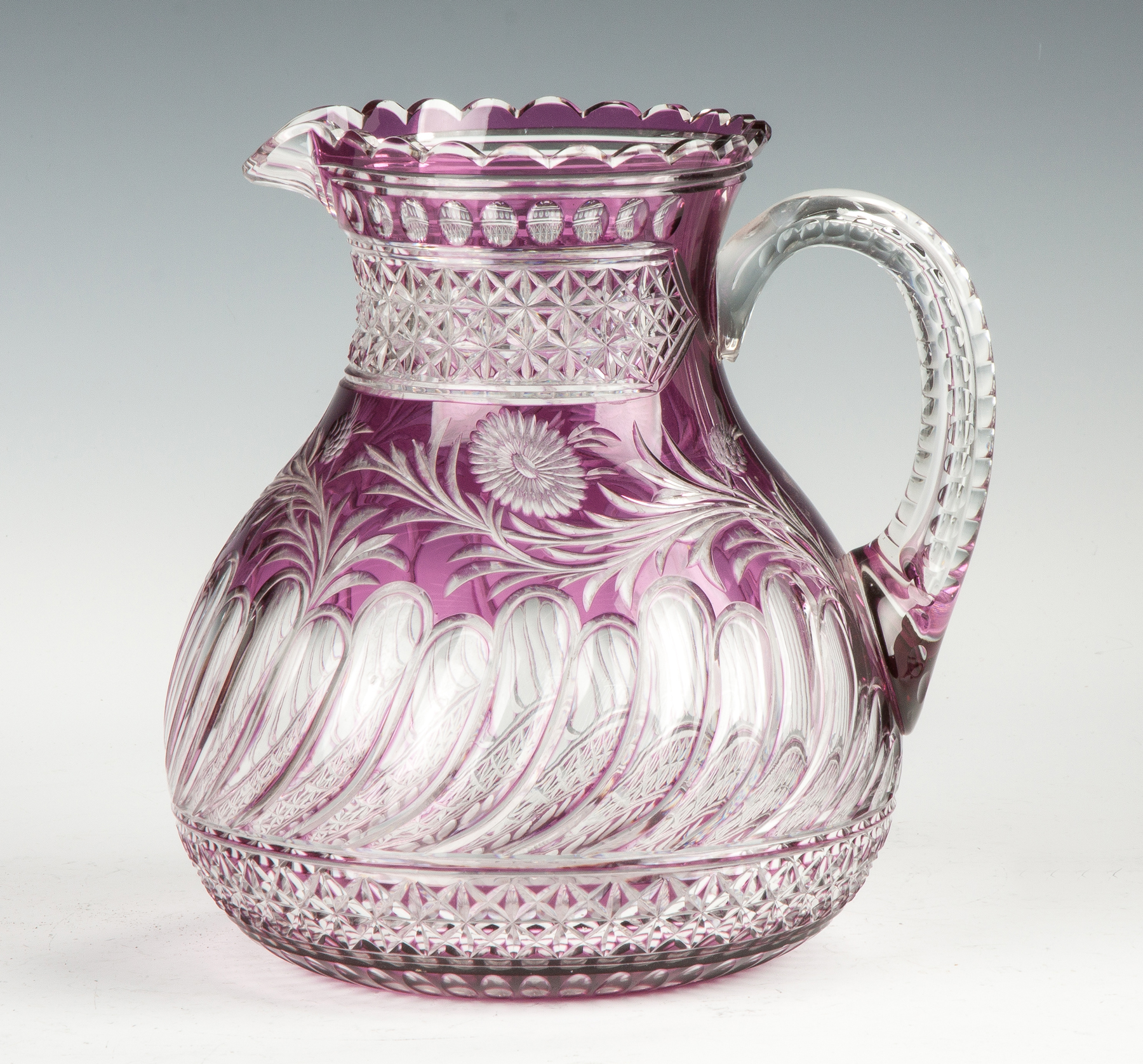 Appraisal: Fine Rare Stevens Williams Amethyst Cut to Clear Glass Pitcher