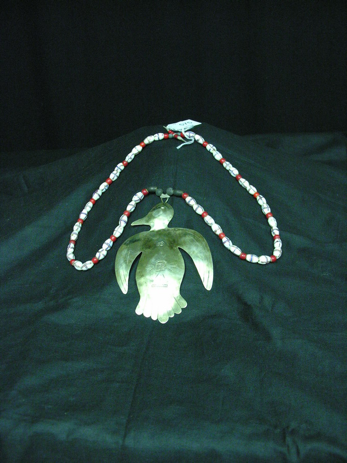 Appraisal: HUDSON BAY EAGLE PENDANT ON TRADE BEAD NECKLACE Large eagle