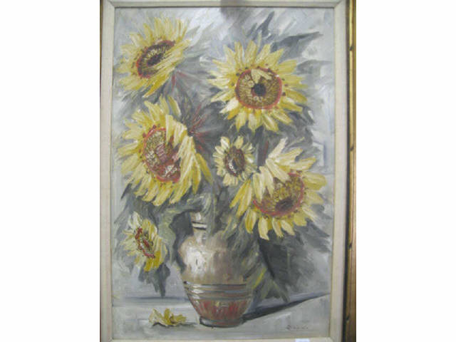 Appraisal: Oil on Canvas Floral Still Life by Riccardo image area