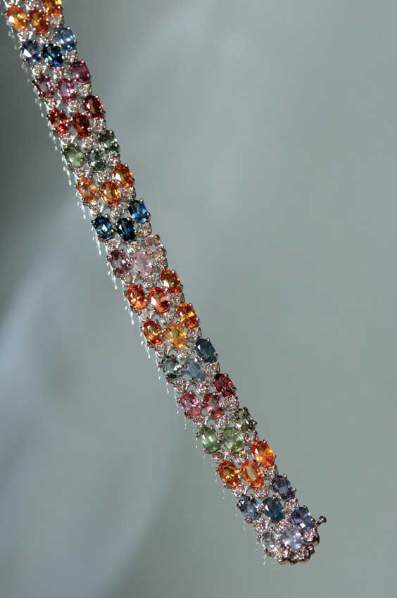 Appraisal: RAINBOW SAPPHIRE BRACELET Colorful bracelet comprised of oval multi-colored rainbow