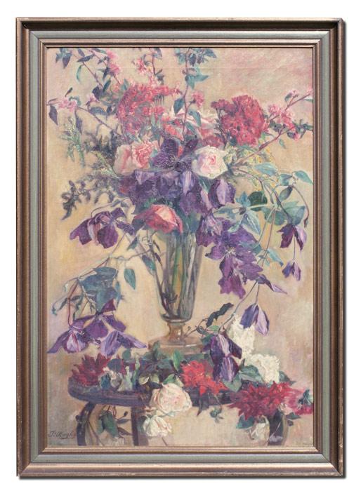 Appraisal: UBAGHS Jean Belgian - Floral Still Life OIL Canvas ''