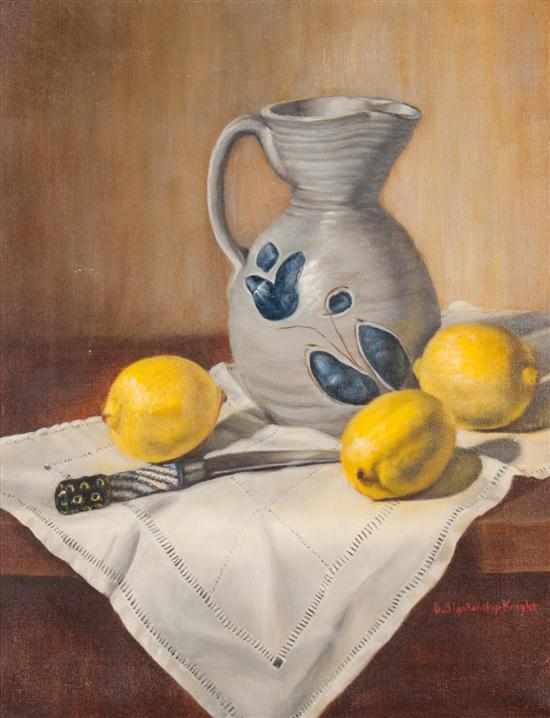 Appraisal: B Blankenship Knight American th century Still Life with Earthenware