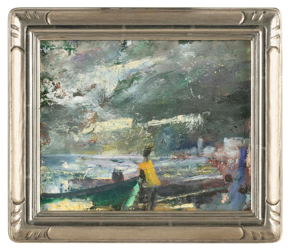 Appraisal: DONALD BEAL Massachusetts b Harbor Boats Men Signature not found