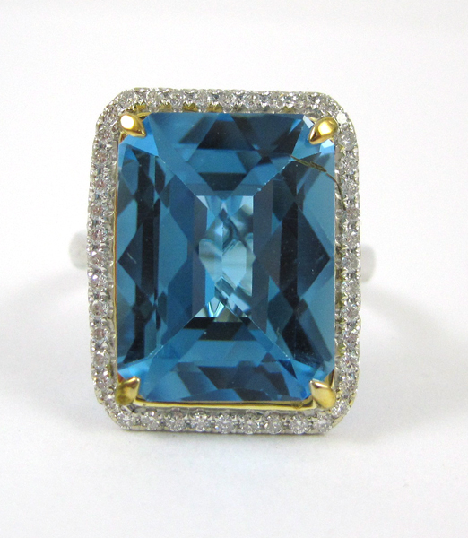 Appraisal: BLUE TOPAZ DIAMOND AND WHITE GOLD RING The k white