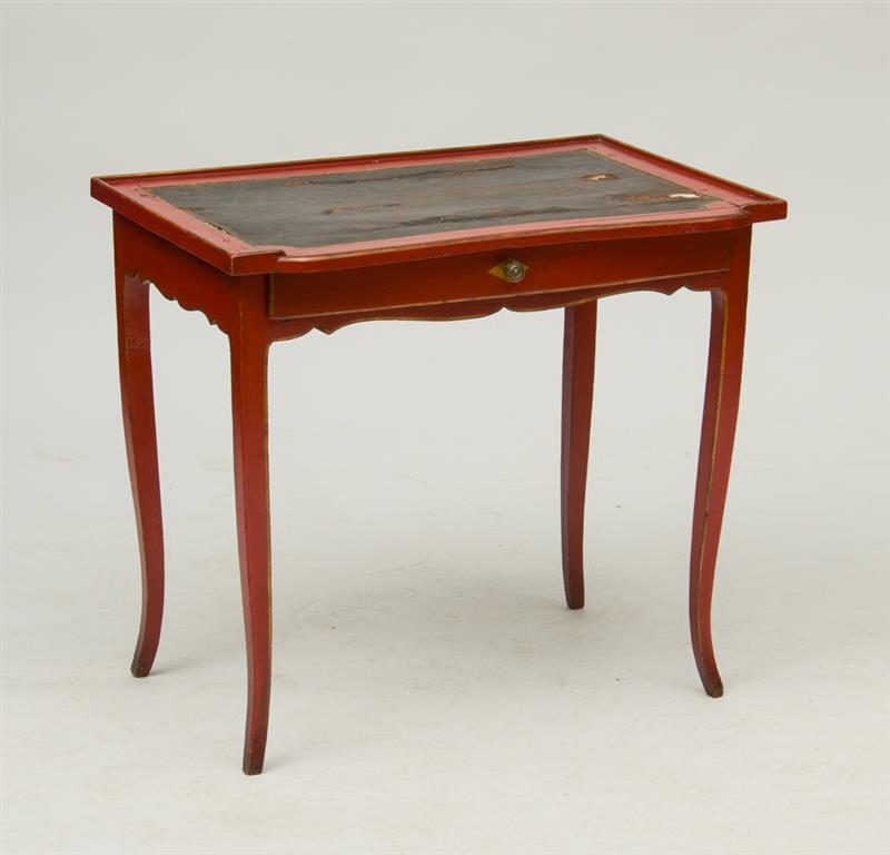 Appraisal: LOUIS XV PROVINCIAL PAINTED WRITING TABLE With an inset leather-lined