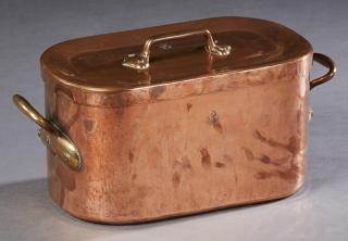 Appraisal: French Copper Covered Daubiere th c with bras French Copper