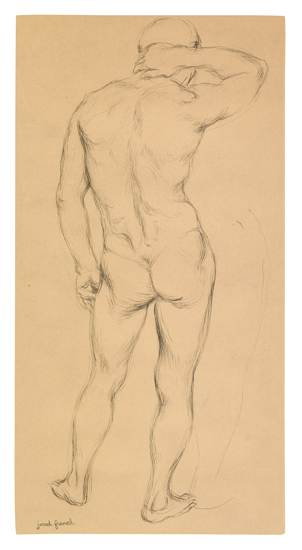 Appraisal: JARED FRENCH Standing Male Nude seen from behind Pen and