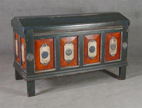 Appraisal: Painted Dutch Blanket Chest th Century Domed top and paneled