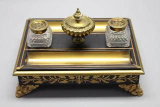 Appraisal: th C Gilt Inlaid French Inkwell Height inches Width inches