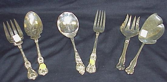 Appraisal: Six assorted sterling serving spoons and forks including Dominick Haff