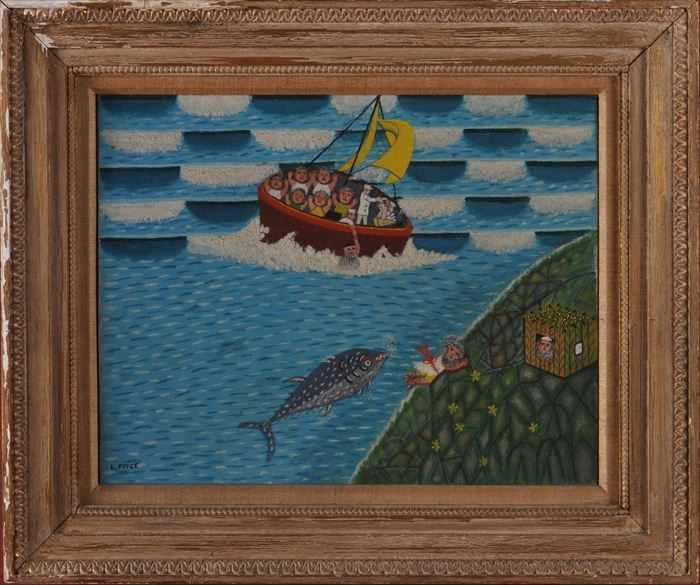 Appraisal: TH C SCHOOL JONAH AND THE WHALE Oil on masonite