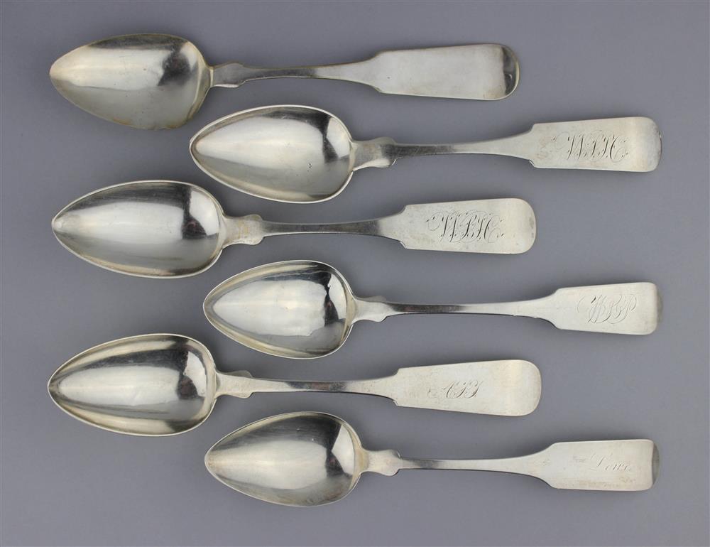 Appraisal: SIX COIN SILVER SPOONS to include a spoon by F