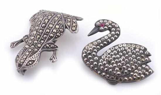 Appraisal: TWO MARCASITE BROOCHES IN SILVER ONE A F