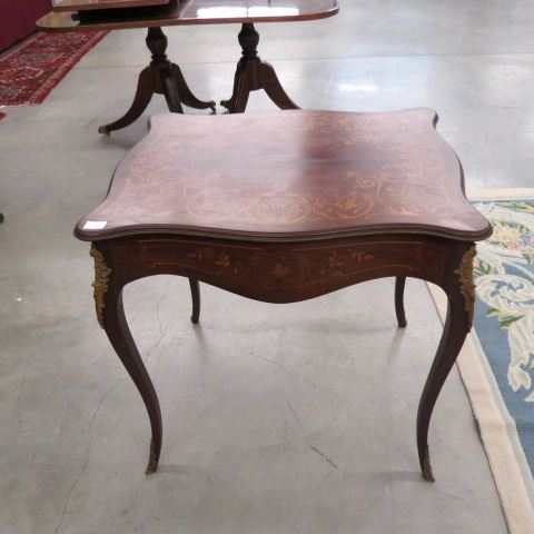 Appraisal: Inlaid Table ormoulu mounts fine flowering vine and scallop decor