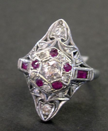 Appraisal: Platinum Ruby and Diamond Lady's Art Deco Style Ring of