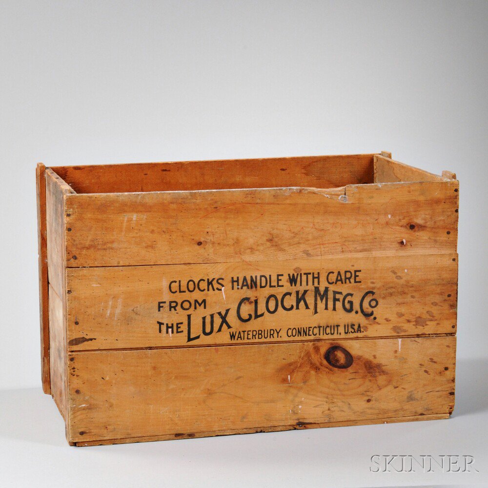 Appraisal: Pine Packing Crate from the Lux Clock Company Waterbury Connecticut