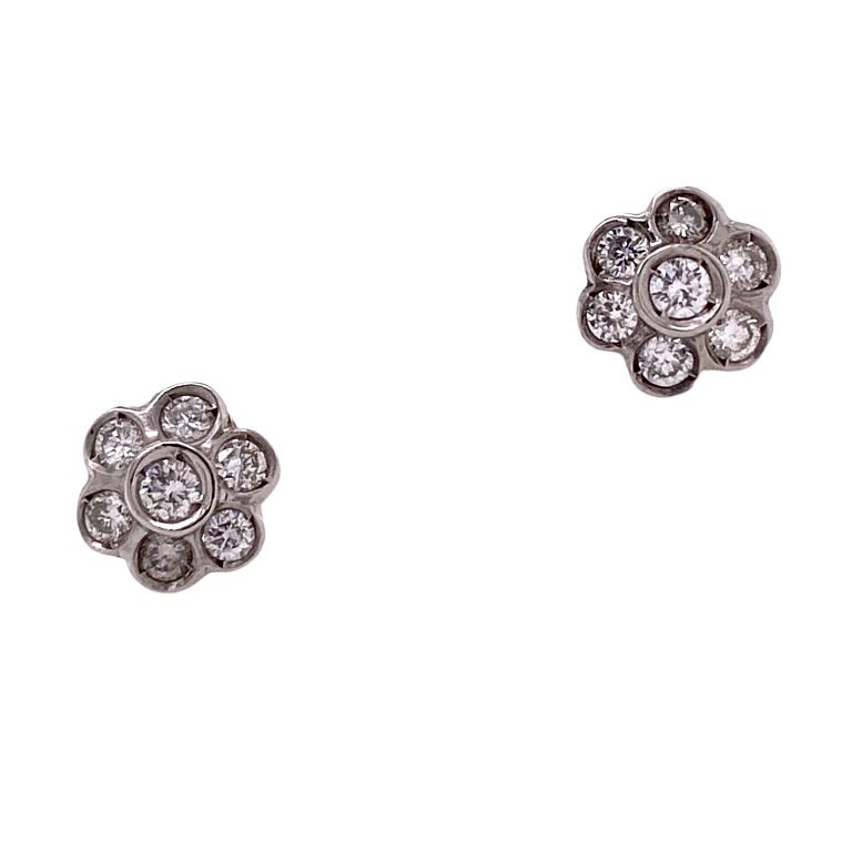 Appraisal: Diamond Floral Karat White Gold Stud Earrings Diamond floral stud