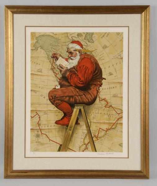 Appraisal: Santa Norman Rockwell Print Description Number Matted and framed under