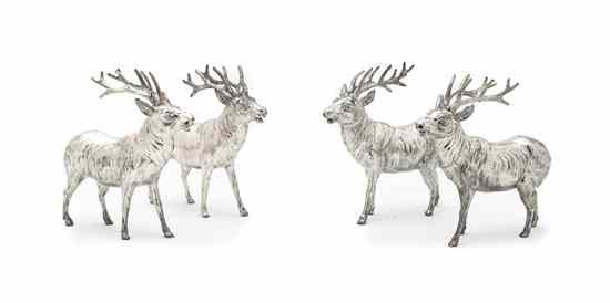 Appraisal: Four Silverplate Reindeer each depicted standing Height inches