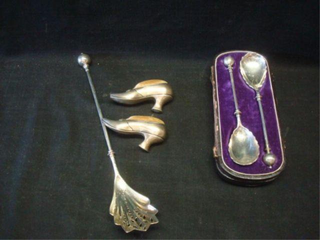 Appraisal: Sterling Assorted Pieces shoes boxed spoons and another From a