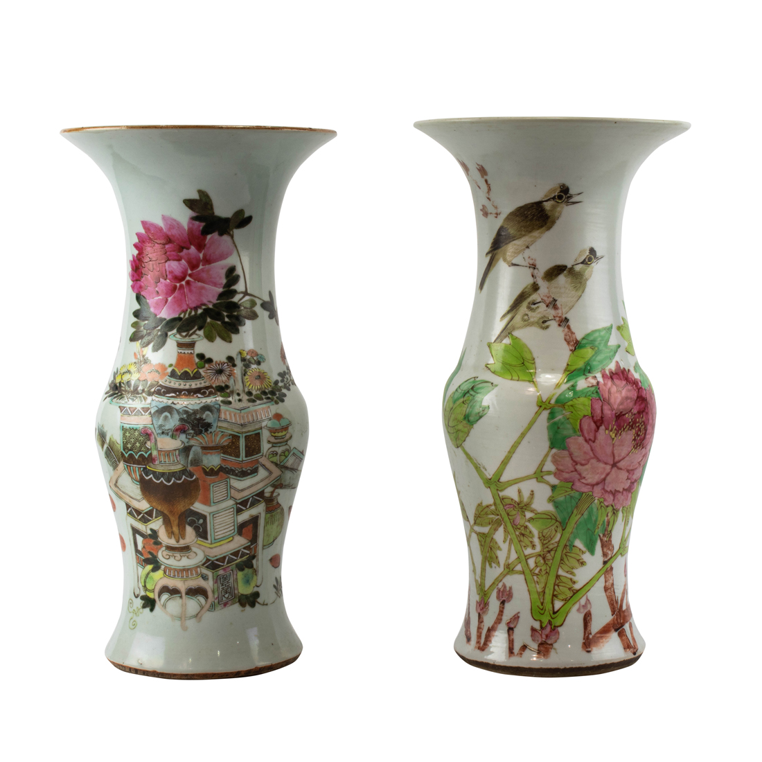 Appraisal: LOT OF CHINESE FAMILLE ROSE TRUMPET VASES lot of Chinese