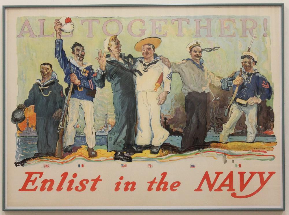 Appraisal: WORLD WAR I POSTER All Together Enlist in the Navy