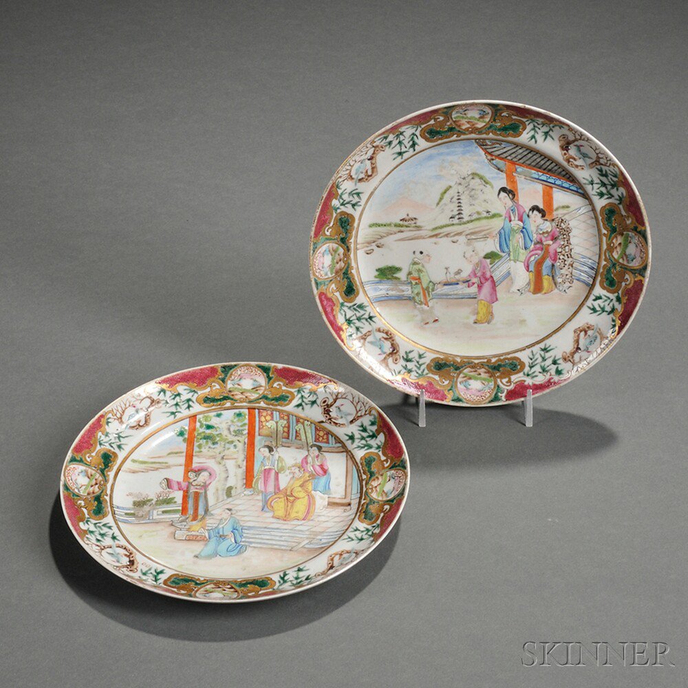 Appraisal: Pair of Chinese Export Porcelain Plates late th century polychrome