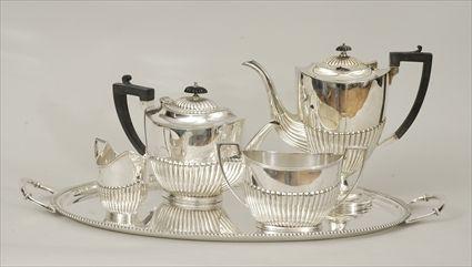 Appraisal: Assembled George III-Style Silverplate Four-Piece Tea and Coffee Service Together