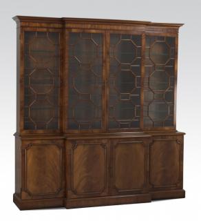 Appraisal: George III style mahogany breakfront bookcase w George III style