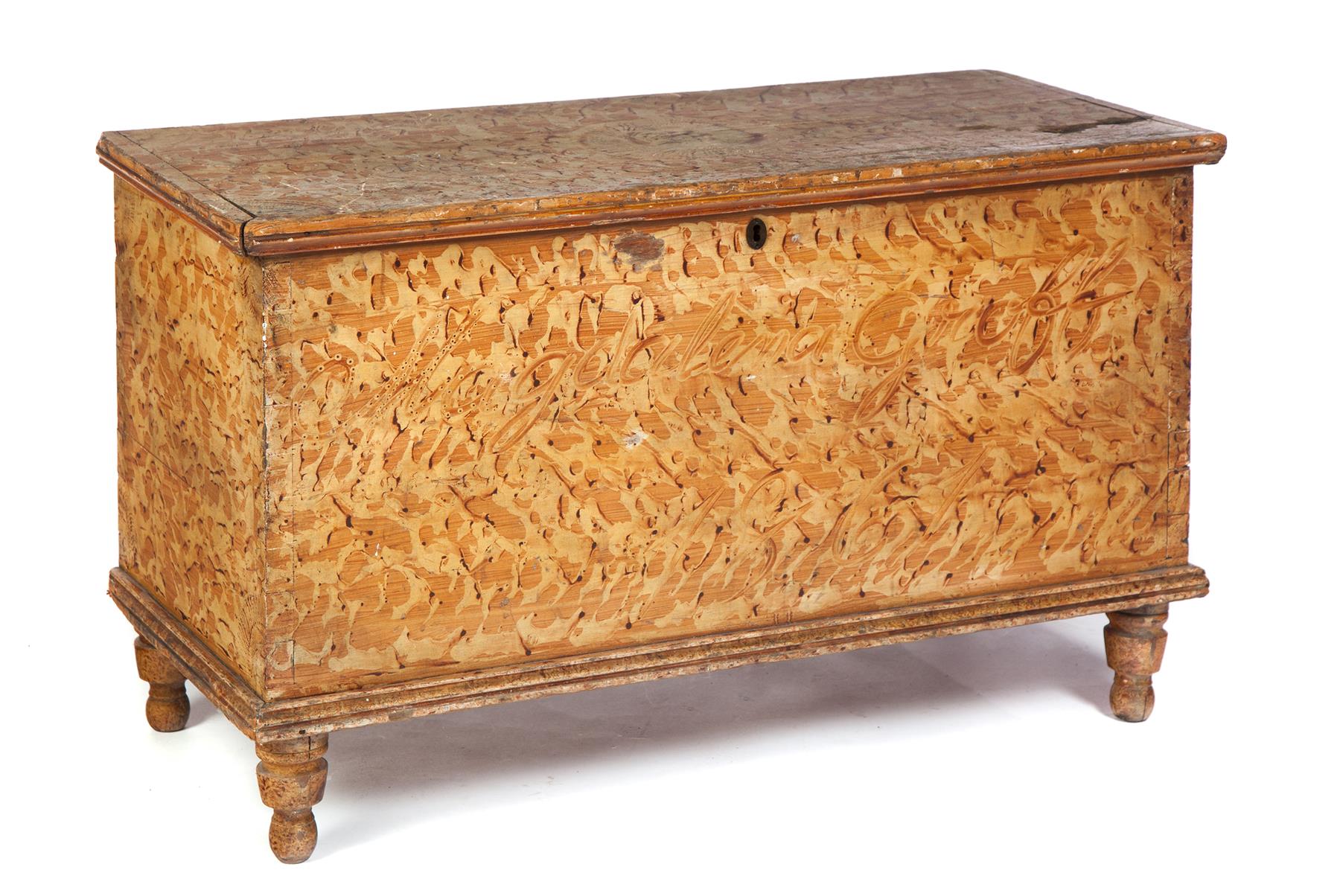 Appraisal: OHIO DECORATED BLANKET CHEST Mid th century pine and poplar