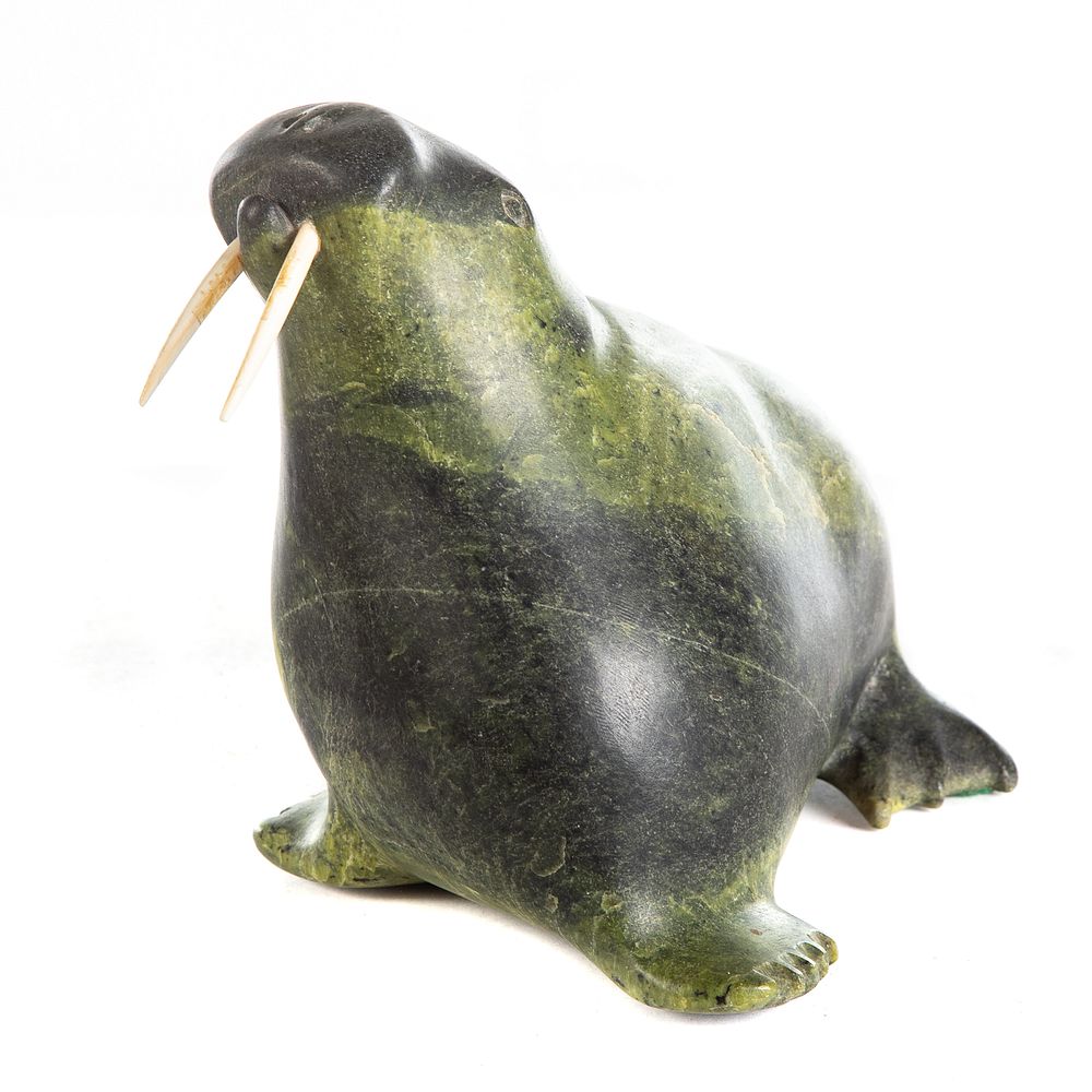 Appraisal: Inuit Carved Green Stone Walrus th Century in H in