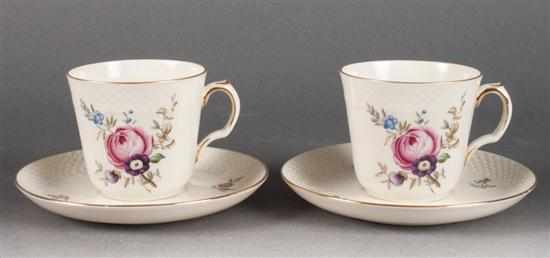 Appraisal: Set of Royal Copenhagen floral decorated porcelain teacups and saucers