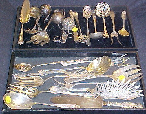 Appraisal: Sterling serving pieces including a variety of nine serving spoons