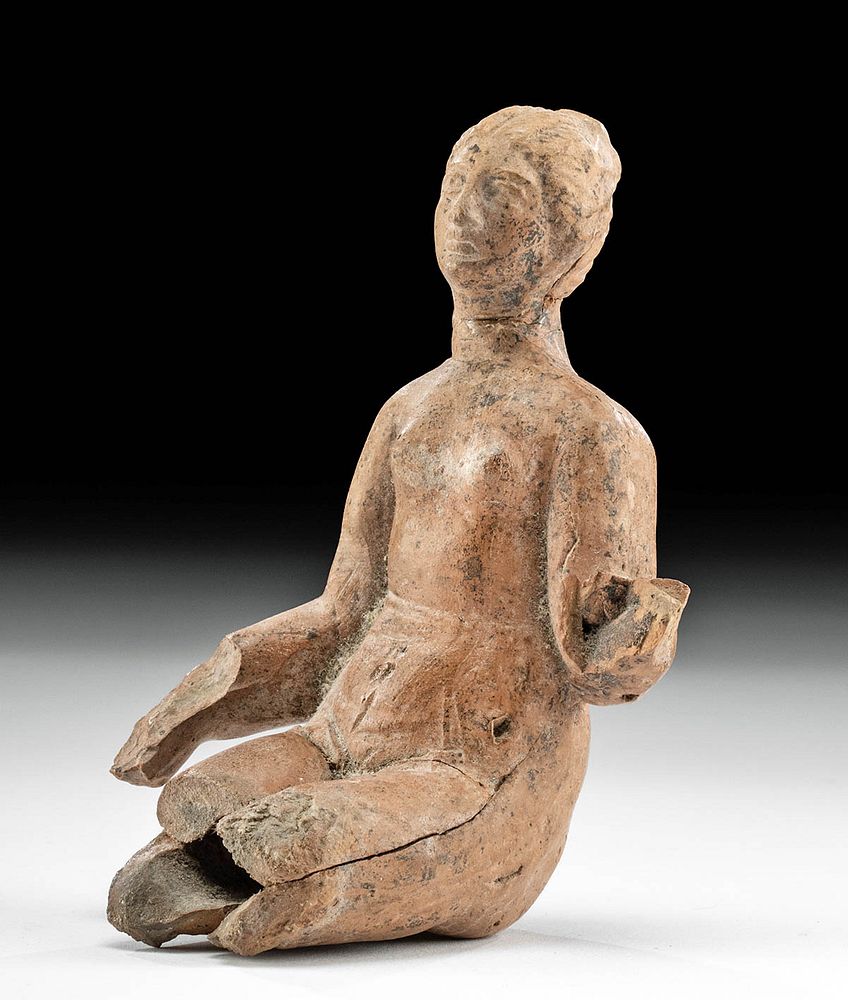 Appraisal: Greek Hellenistic Pottery Seated Female Votive Figure Greece Hellenistic Period